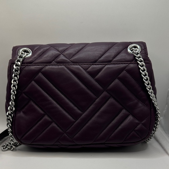 Michael Kors Quilted Vivianne Shoulder Bag in Plum with Silver Chain - Picture 6 of 16